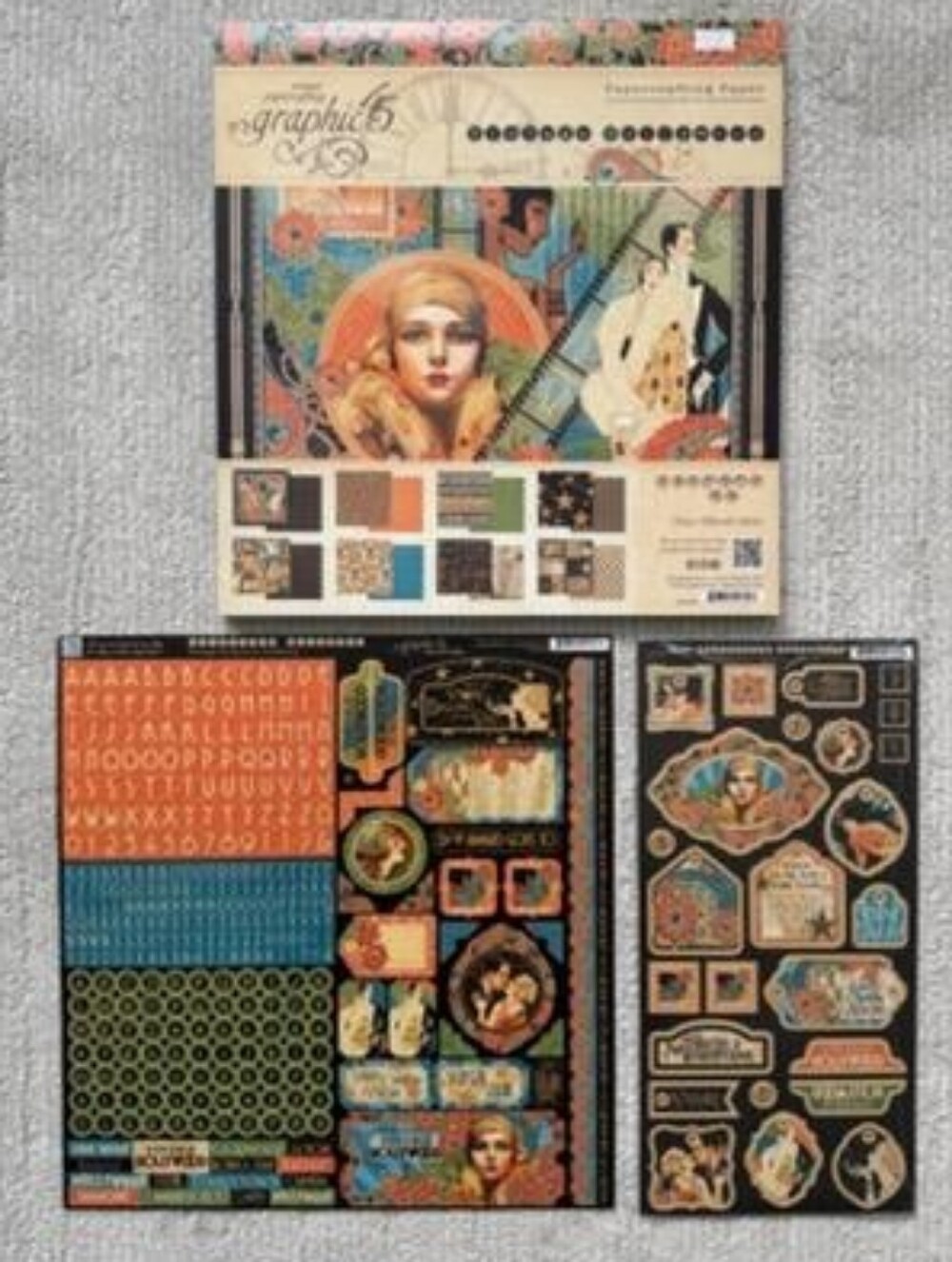 Graphic 45 Vintage Hollywood 12x12 Paper Stickers Chipboard Set NEW Retired